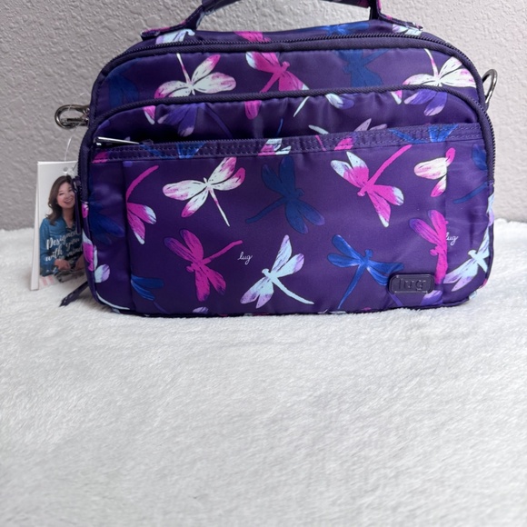 LUG Dragonfly Purple Scoop crossbody NEW with Tags~RARE💙💗🖤 - Picture 3 of 8